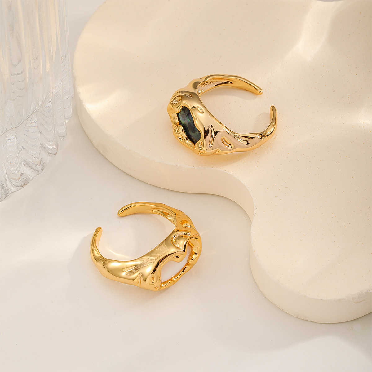 娜莎鲍鱼贝壳戒指小众高级感情侣对戒活口可调节大小手饰戒指女产品图