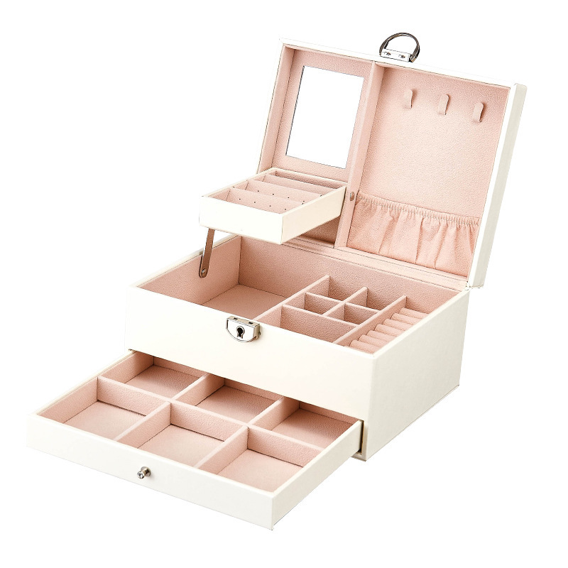 Jewelry storage box, high-end multi-layer large-capacity home accessories, earrings, stud earrings, necklace drawer, jewelry box Item Picture