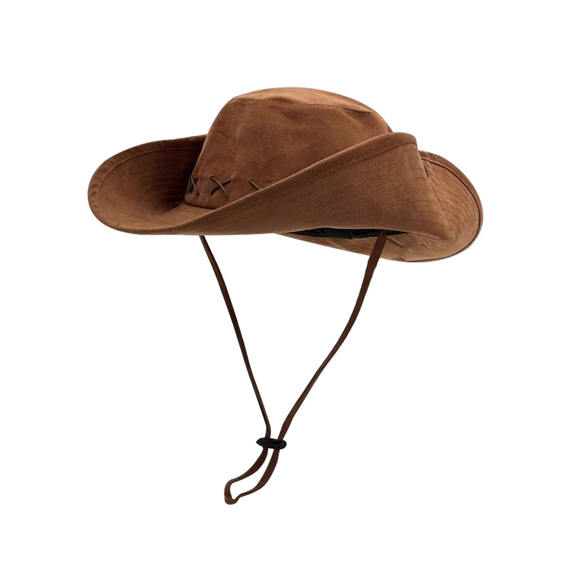American retro western cowboy hats, women's winter outdoor climbing hats, Sichuan Western travel sun hats, men's sun-protective fisherman hats Item Picture