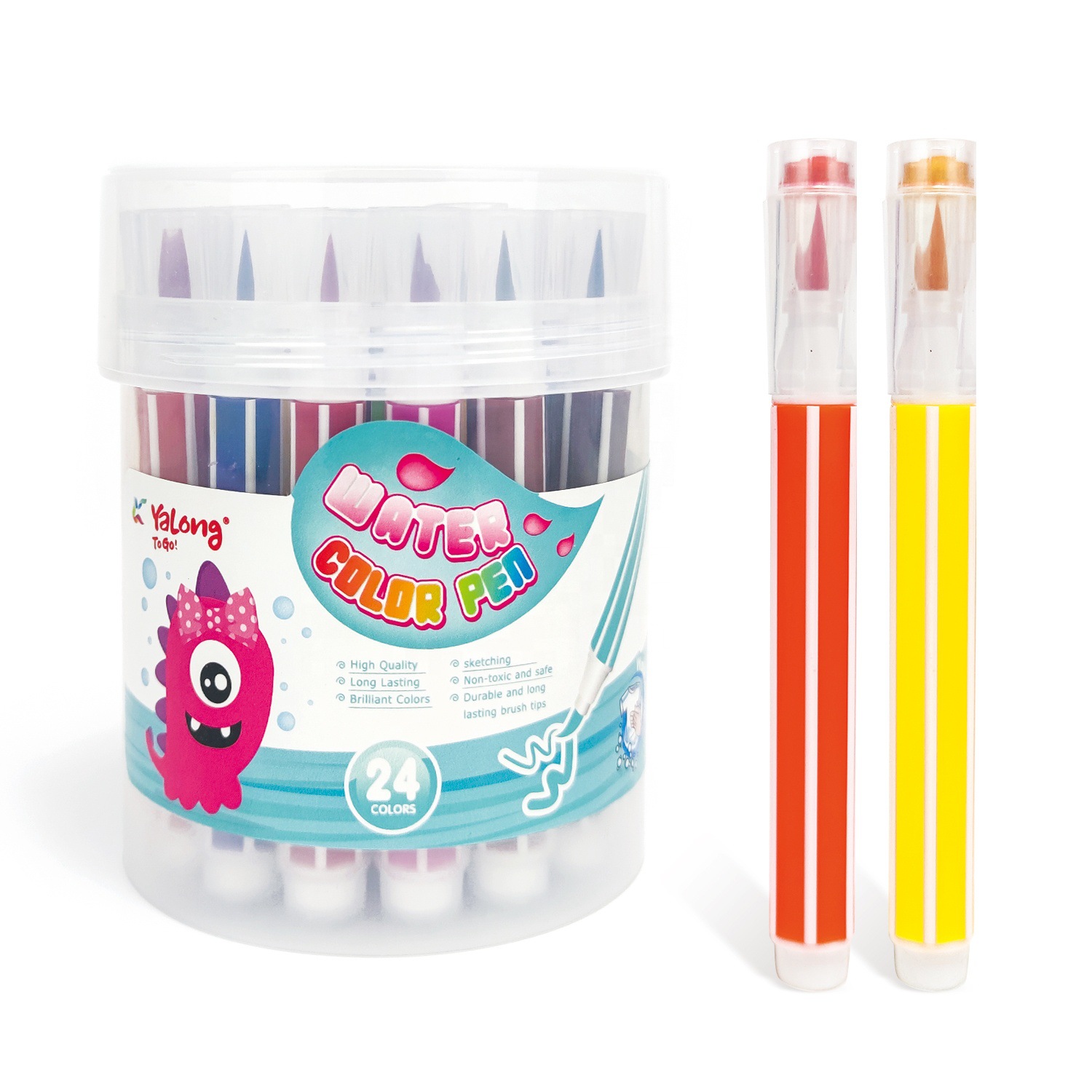 Yalong Cross-border 12-color ribbon Seal Sketch Art marker pen, high-fiber pen tip Watercolor pen, marker pen, colored pen