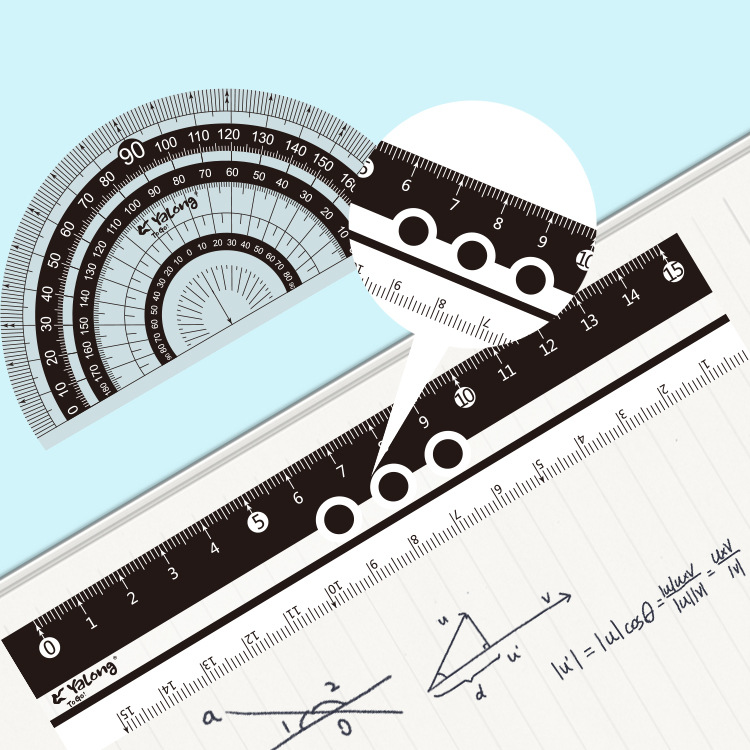 Yalong Cross-border Wholesale 15-centimeter rulers, school student stationery rulers, mathematical measuring tools, plastic ruler covers Specification image