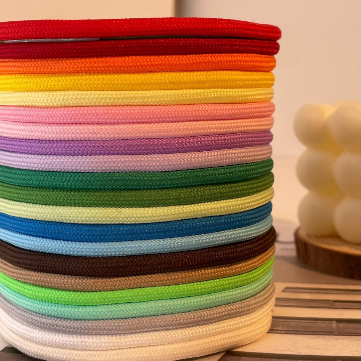 Wholesale stock of 5MM pure pigment surface low-elasticity filament DIY hand-woven colored core rope mobile phone lanyards semi-finished products Specification image