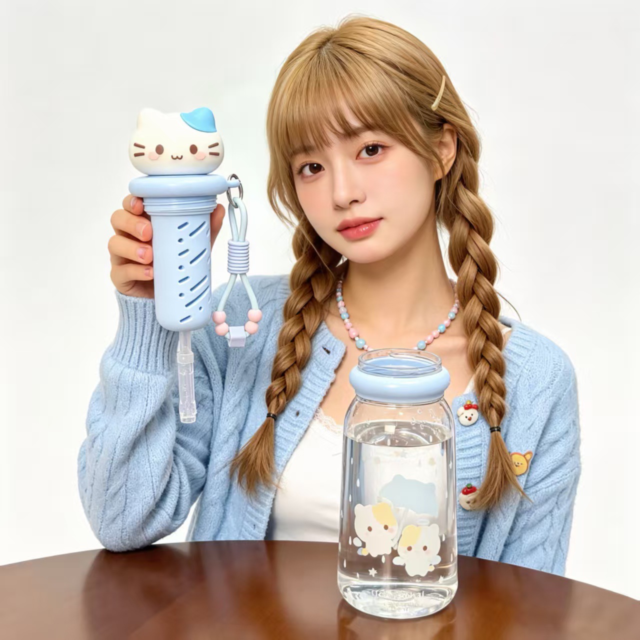 Cute cat-shaped water cup, round ins scratch-off lottery recording greeting card, middle-aged and elderly women's accessories details Picture