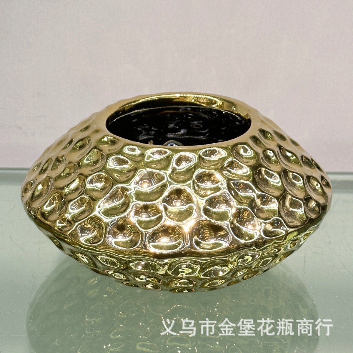 وعاء متعدد الأشكال من الحوض الأخضر المزخرف بالذهب المغلف الفخار الذهبي Specification image