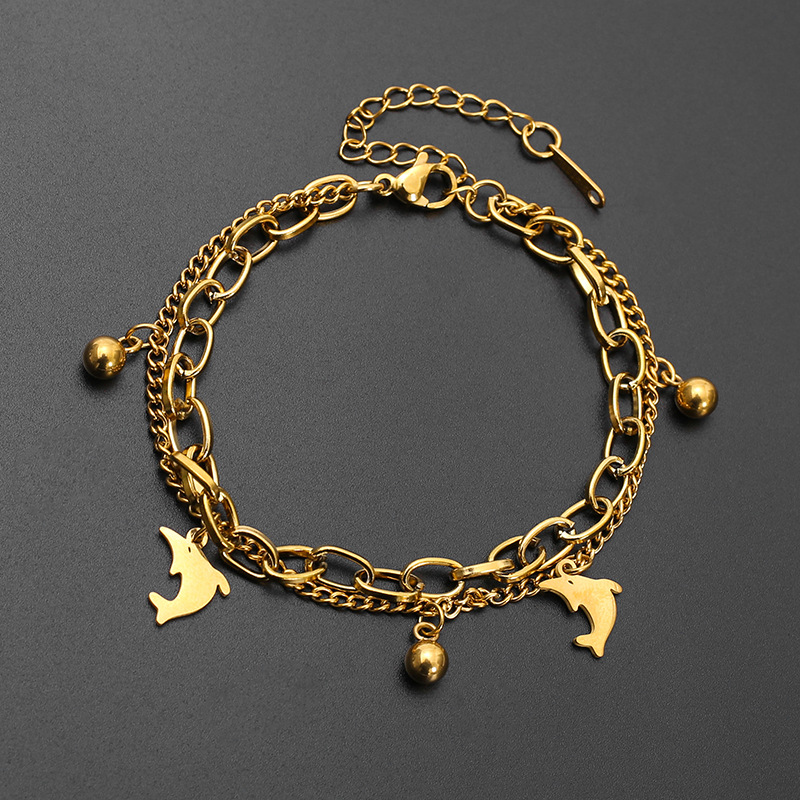 The all-titanium steel, real gold electroplated, light luxury, versatile double-layer butterfly bracelet is simple, individual and high-end accessory at factory price