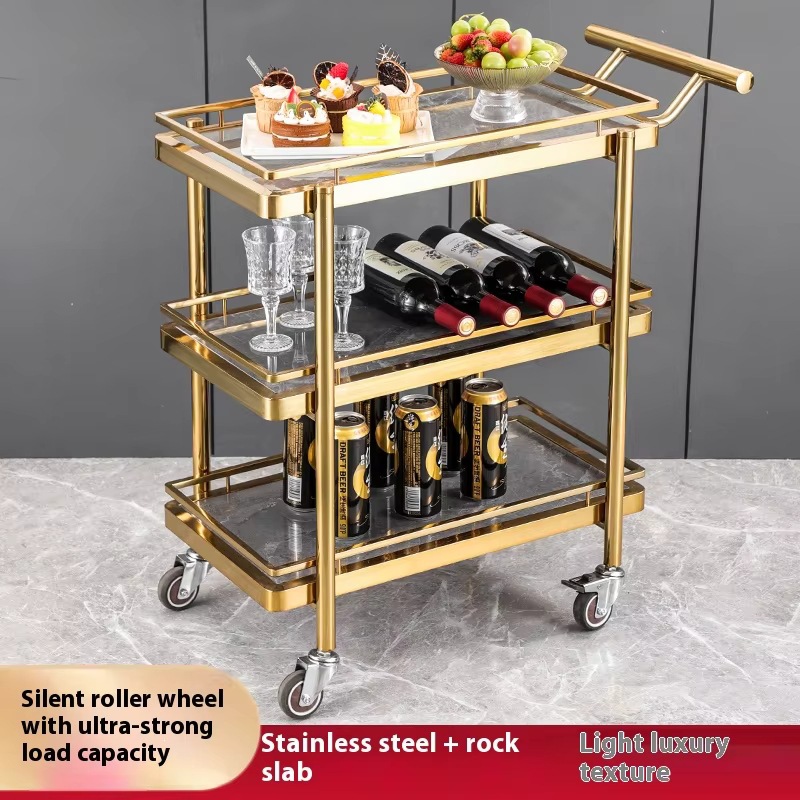 Thickened square tube stainless steel food cart, hotel restaurant food delivery cart, three-layer commercial multi-functional trolley Application Scenario