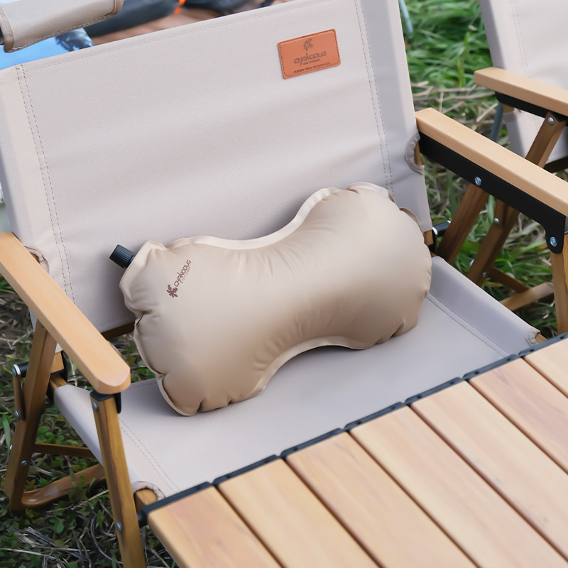 Xanoduji portable sponge backrest for outdoor camping, automatic inflatable simple pillow, multi-purpose bean filling pillow details Picture