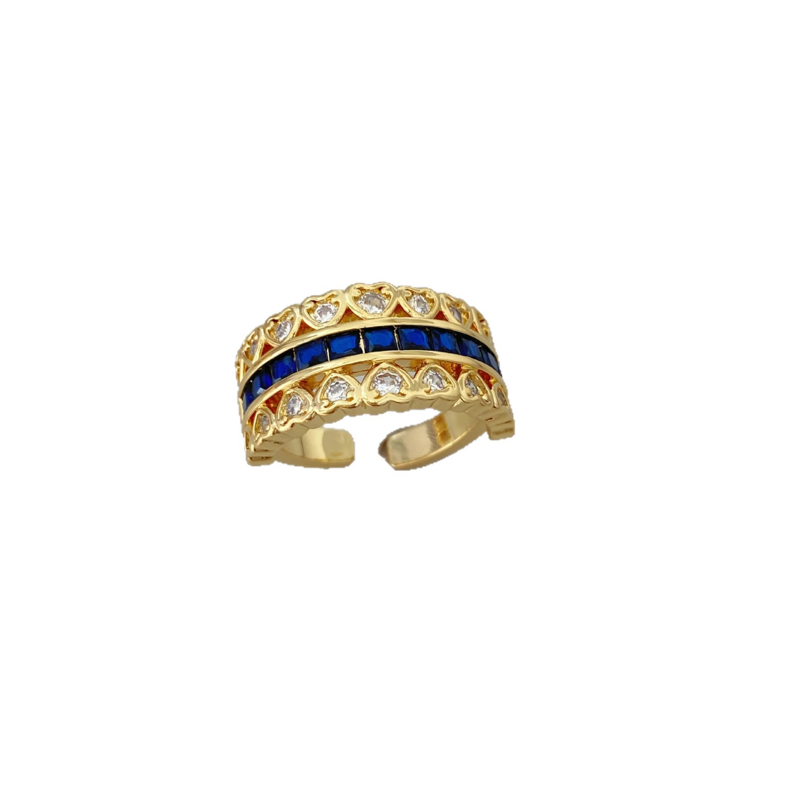 New Year ~ vintage diamond-lined heart ring, French retro, high-end, light luxury autumn and winter ring Item Picture