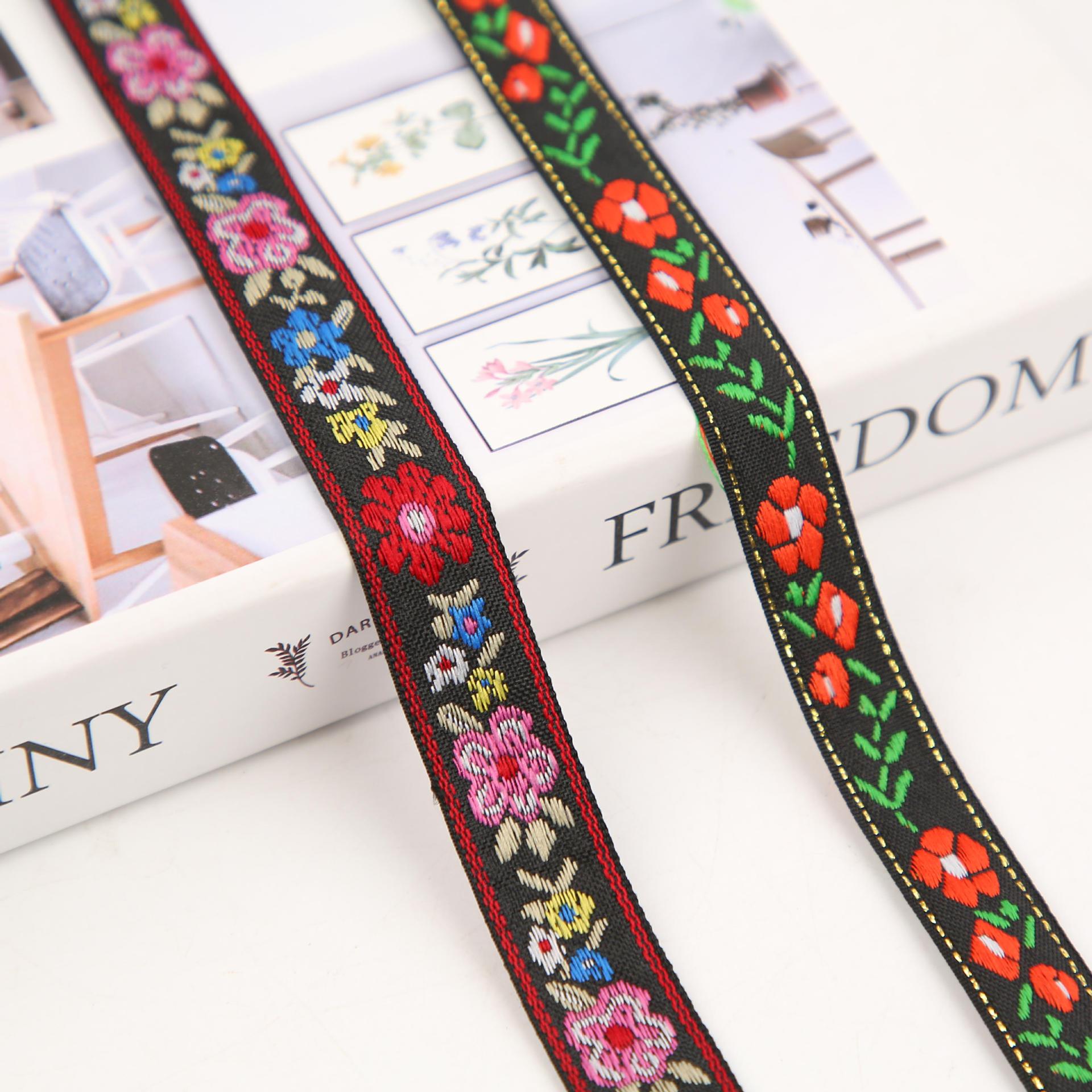 1.5- 2.1cm Ethnic-style jacquard ribbons, bow webbing, ethnic-style webbing hair accessories, headwear accessories wholesale Specification image