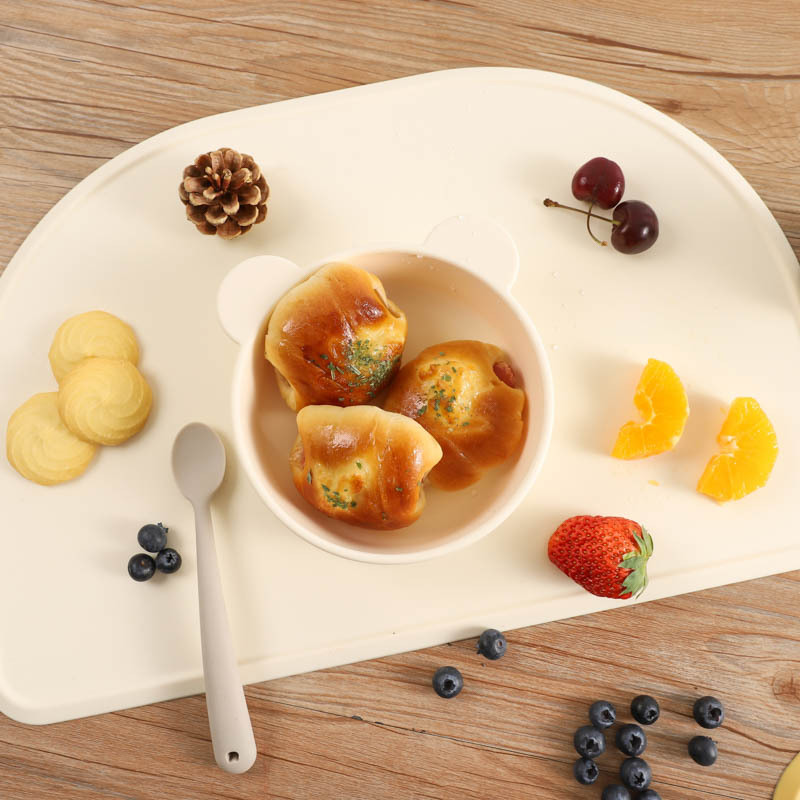 跨境食品级硅胶一体式儿童餐盘餐垫 防摔易清洗宝宝吸盘餐具批发详情图1