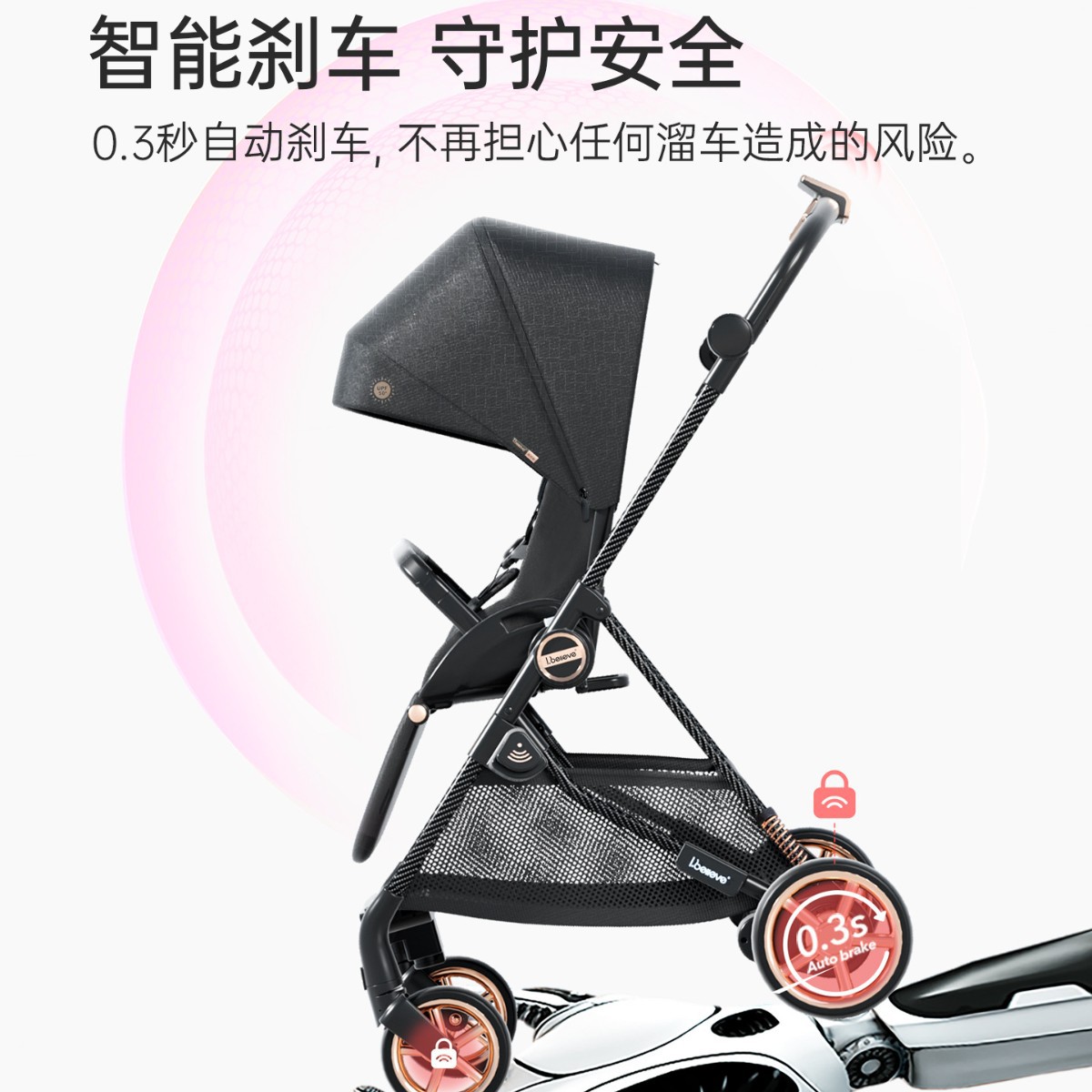 ibelieve爱贝丽魔丸8新生儿智能跟随刹车婴儿车双向坐躺细节图