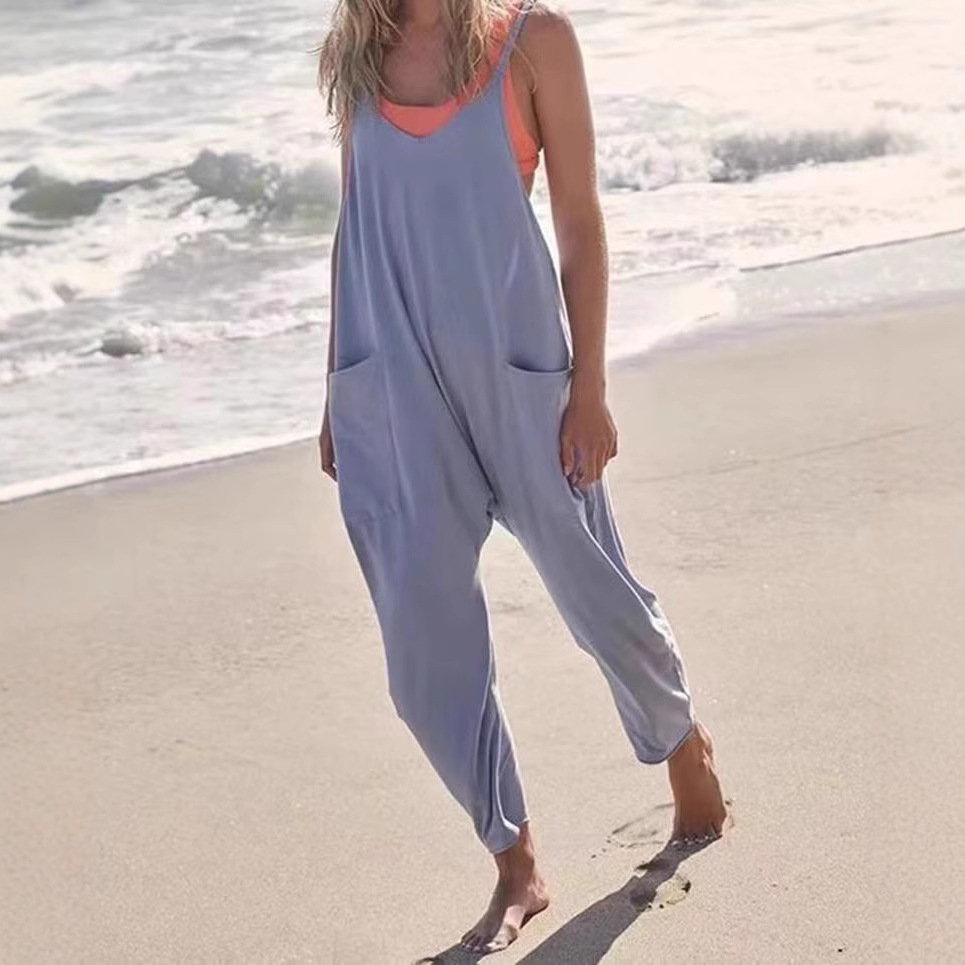 2026 Amazon Europe and America Foreign Trade New solid color patch bag halter Jumpsuit Application Scenario