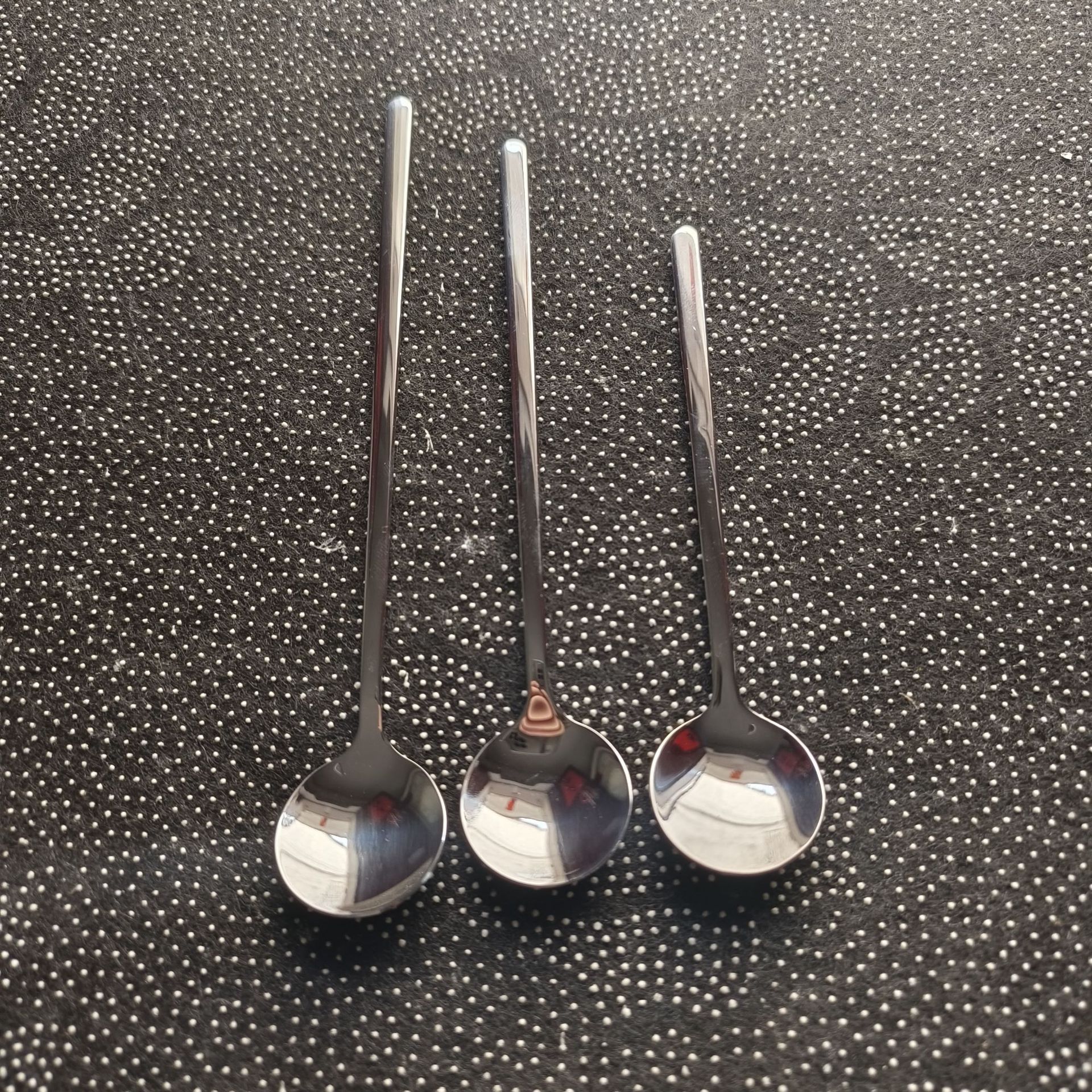 304不锈钢小圆勺搅拌甜品勺冰勺长柄咖啡搅拌勺马克杯勺可印logo                           细节图