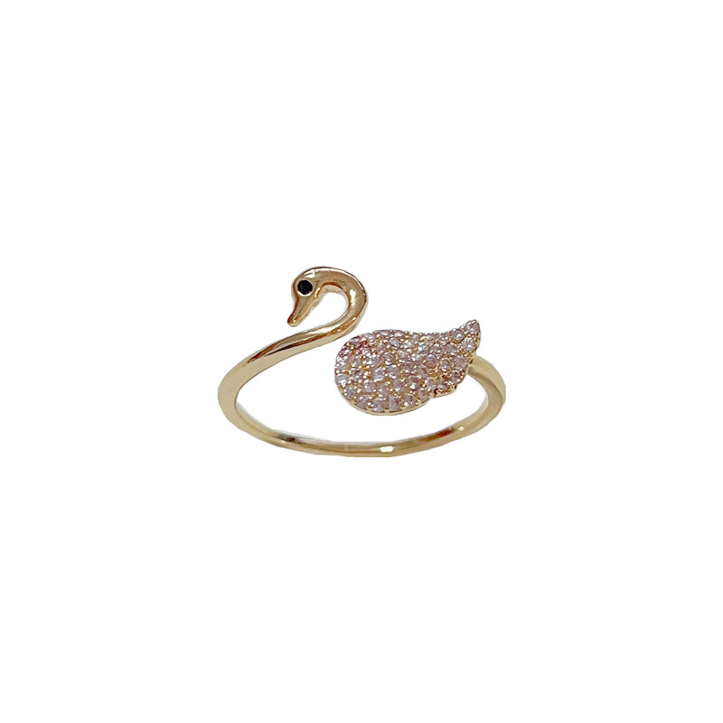 New light luxury zircon little swan open ring for women, a niche, fashionable and high-end food ring, an InS-style jewelry accessory Application Scenario