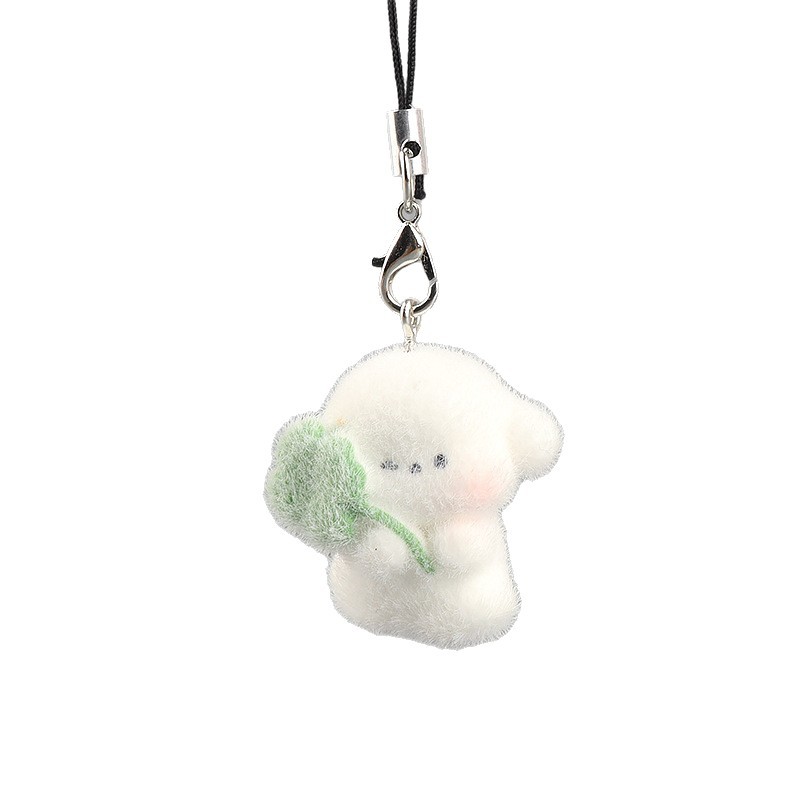 Cute three-dimensional flocking resin dog pendant, mini doll, mobile phone pendant, DIY keychain accessory Item Picture