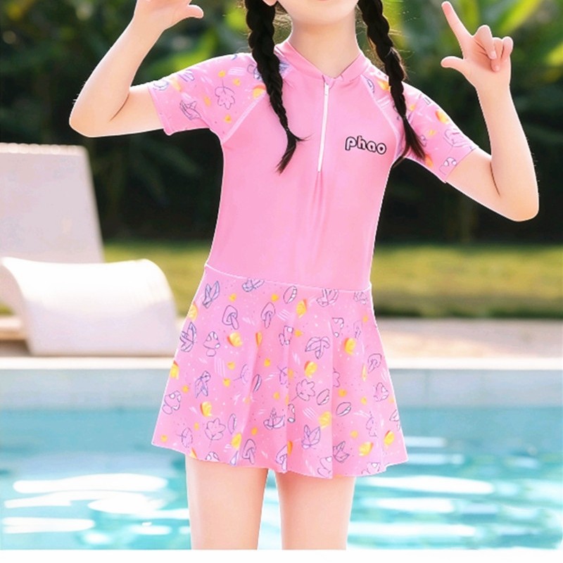 2026 New children's swimsuits, one-piece skirts, swimsuits for small, medium and large girls, water park, beach and hot spring swimsuits Specification image