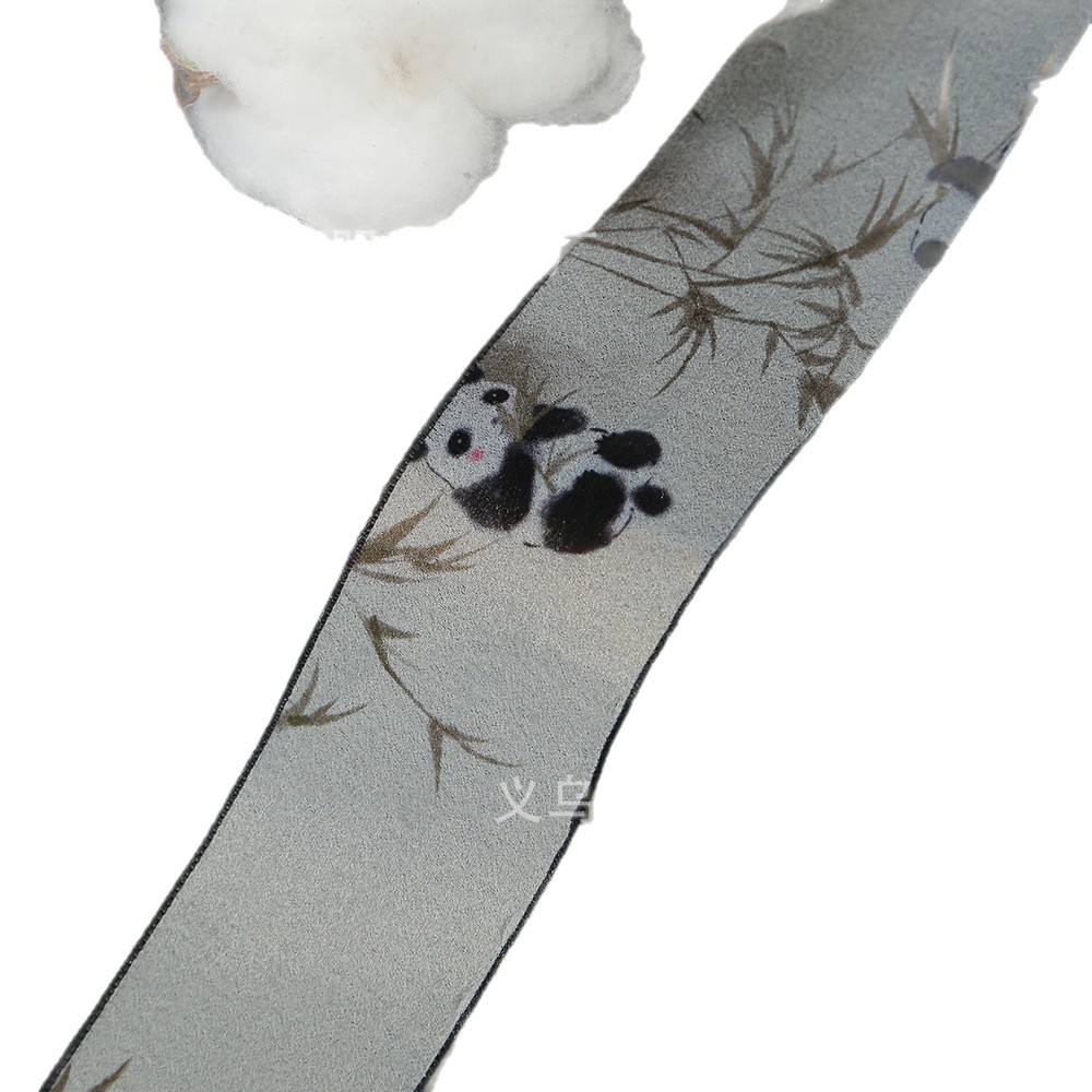 Estilo nacional tinta panda chiffon cinta estampada ramo de flores diy caja de regalo chino cintas decorativas streamers cintas hechas a mano Item Picture