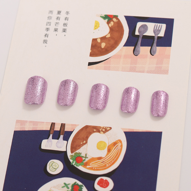 Cross-border exclusive reusable nail patches, nail nail patches, 12 pieces of scallion powder, box set, nail patches, false nails Specification image