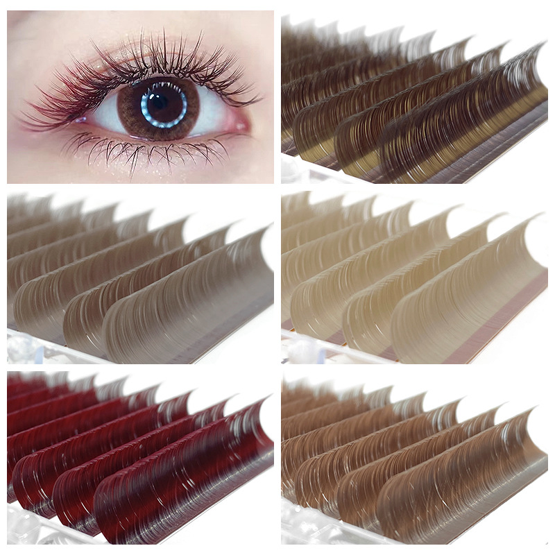 shanilak's autumn and winter brown eyelash extensions, Mocha caramel wine red, natural and comfortable, single piece of colorful round hair