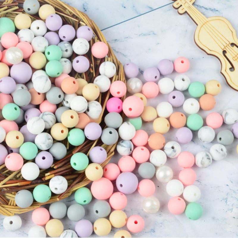 浙盛硅胶珠糖果色儿童串珠笔散珠手链项链饰品配件圆形硅胶珠子批详情图1