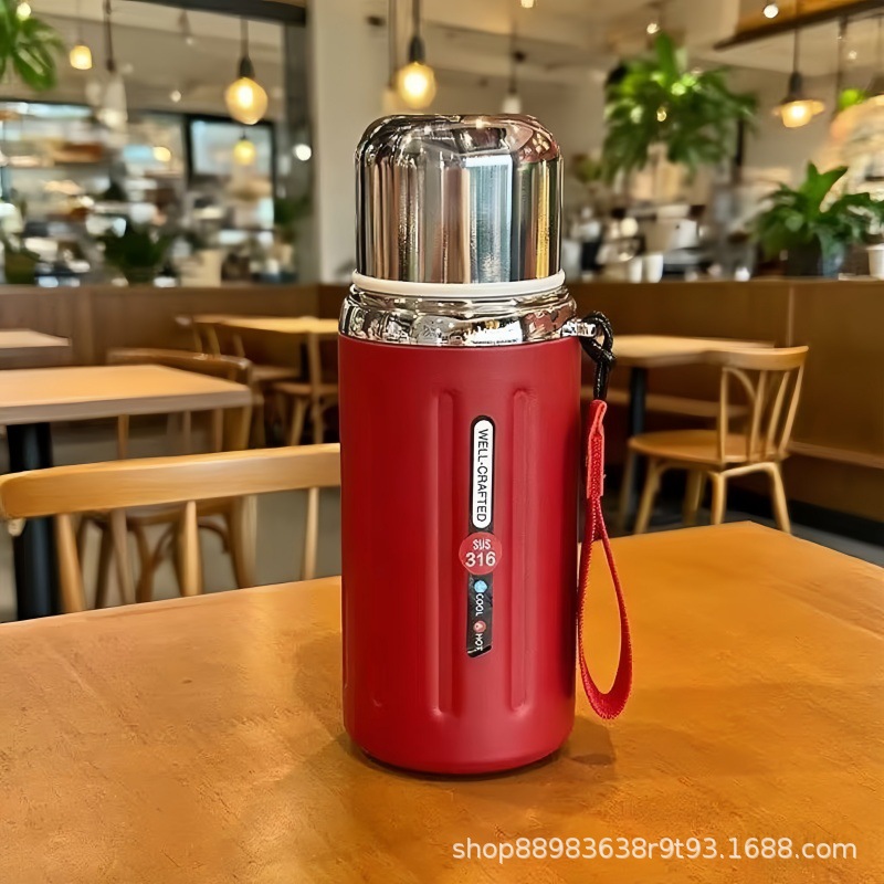 New Roman 316 stainless steel tea brewing insulated cup with lid, high-end tea and water separation handle, large-capacity gift cup Specification image