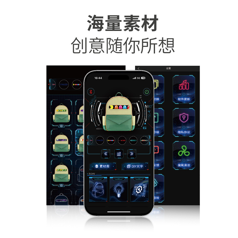 LOY Cross-border new LED light-up girls' backpack, lightweight Bluetooth DIY animation, casual backpack for young students Application Scenario