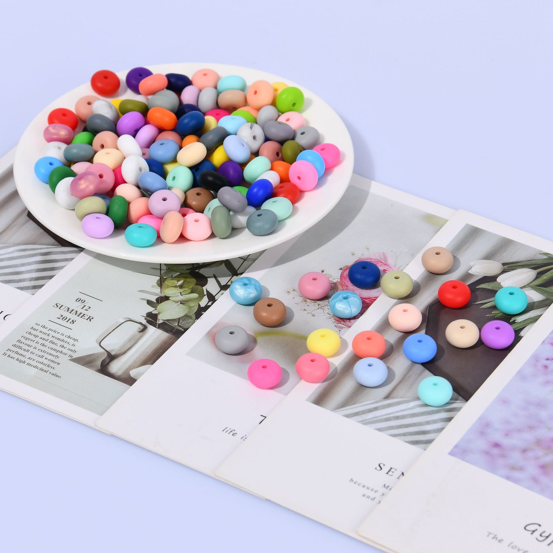 Amazon silicone jewelry beads, 14mm abacus beads, food-grade silicone beads, loose beads manufacturer wholesale full figure