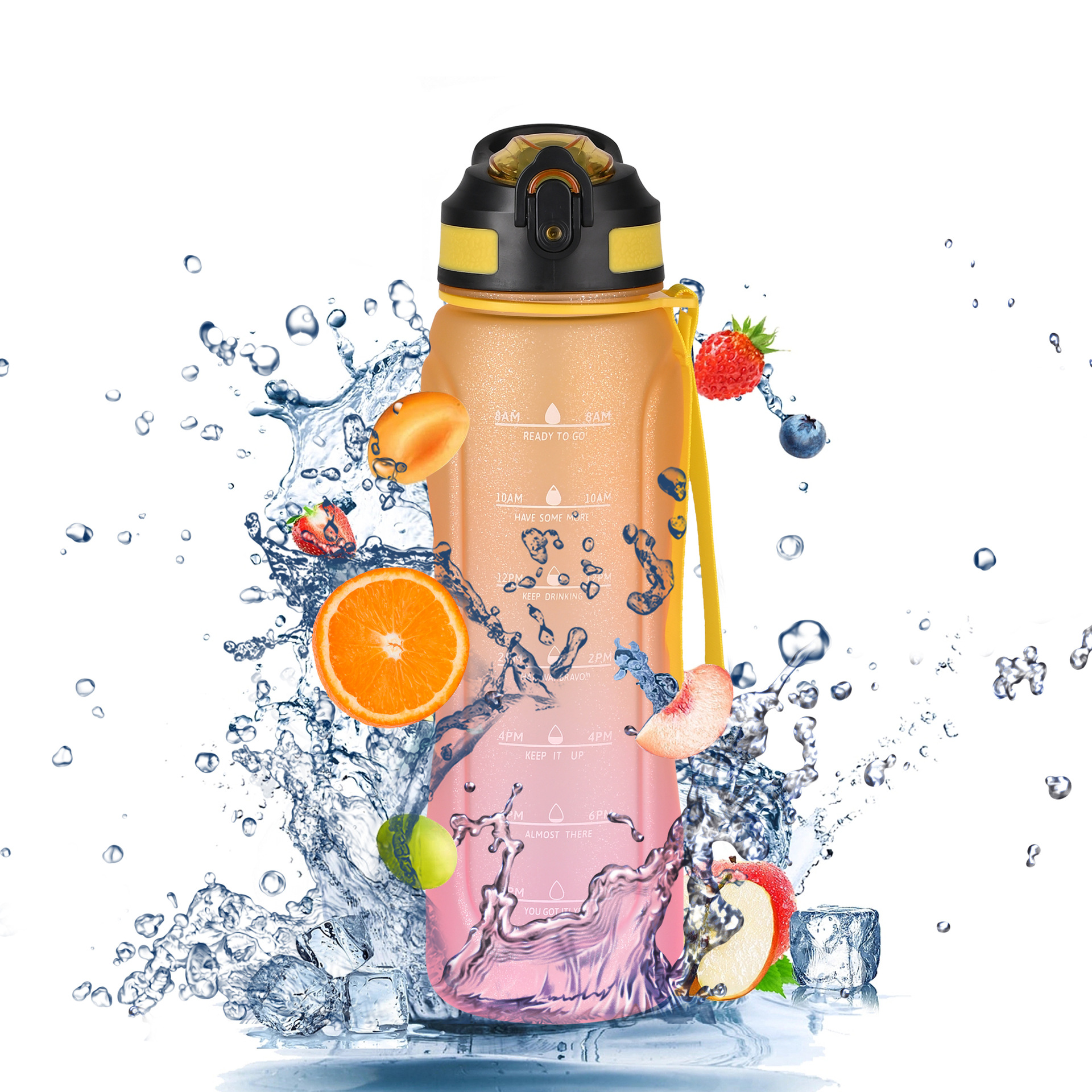 Custom amazon tritan SK deporte copa de agua copa de pajita bounce gradiente portátil 1L con cordón copa espacio Item Picture