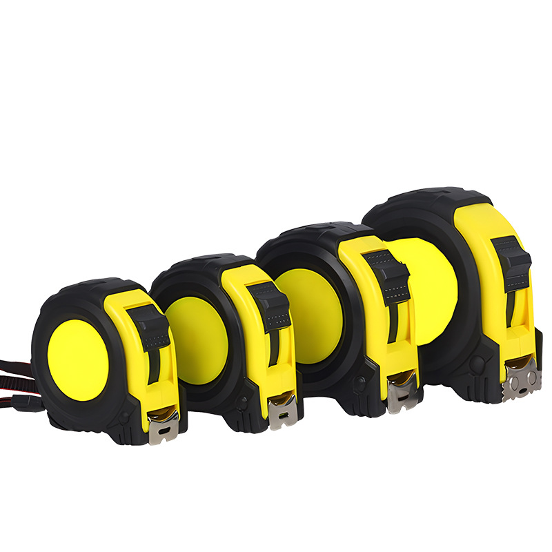 工厂批发不锈钢卷尺5米抗摔加厚加硬自动伸缩包胶加厚盒尺多规格