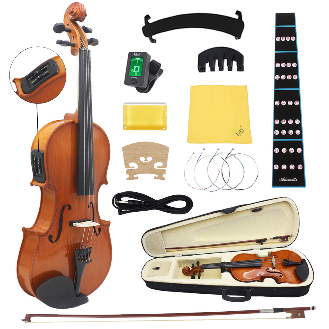 violin for export, electric sound, EQ violin, solid wood violin, children, adults, beginners, 4/4 violin