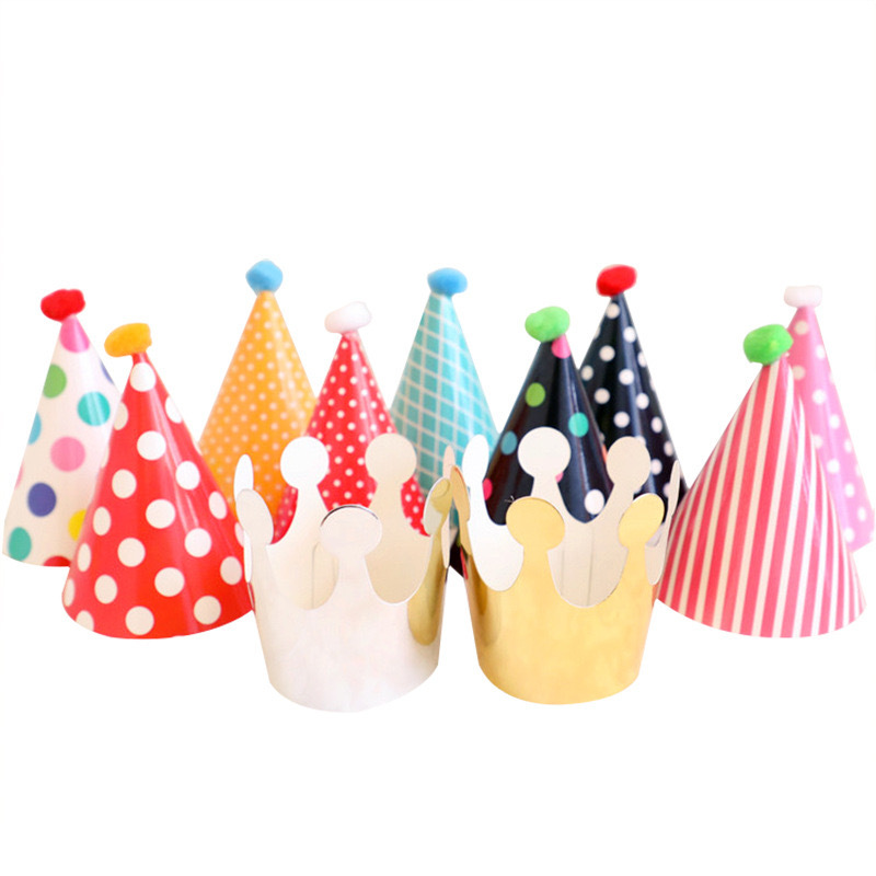 Children's birthday party, polka dot ball party hat, Crown hat 11-piece set, baby first birthday and full moon photo