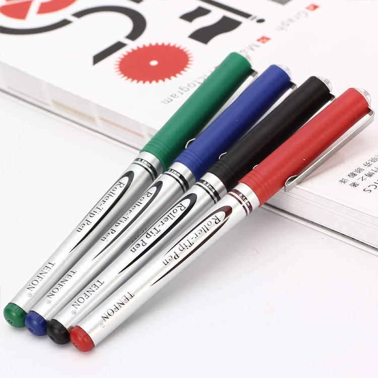 Socket straight liquid water-based pen, 0.5MM signature pen, black, blue, red and green small amount wholesale water-based pen, 802 carbon pen Specification image