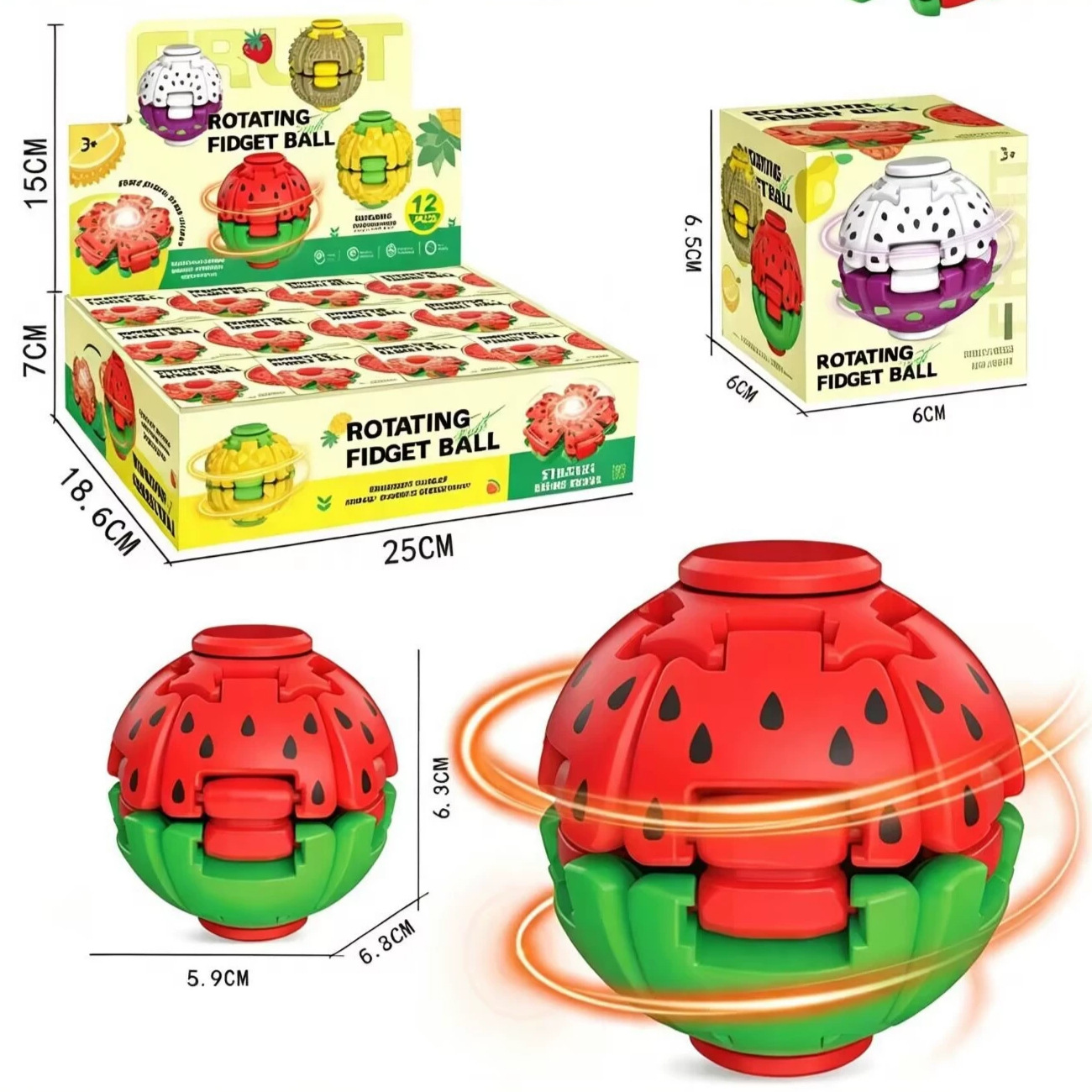 Cross-border new fruit injection molding press rotating pressure-relieving ball, finger gyroscope pressure-relieving rotating ball, rotating educational toy details Picture