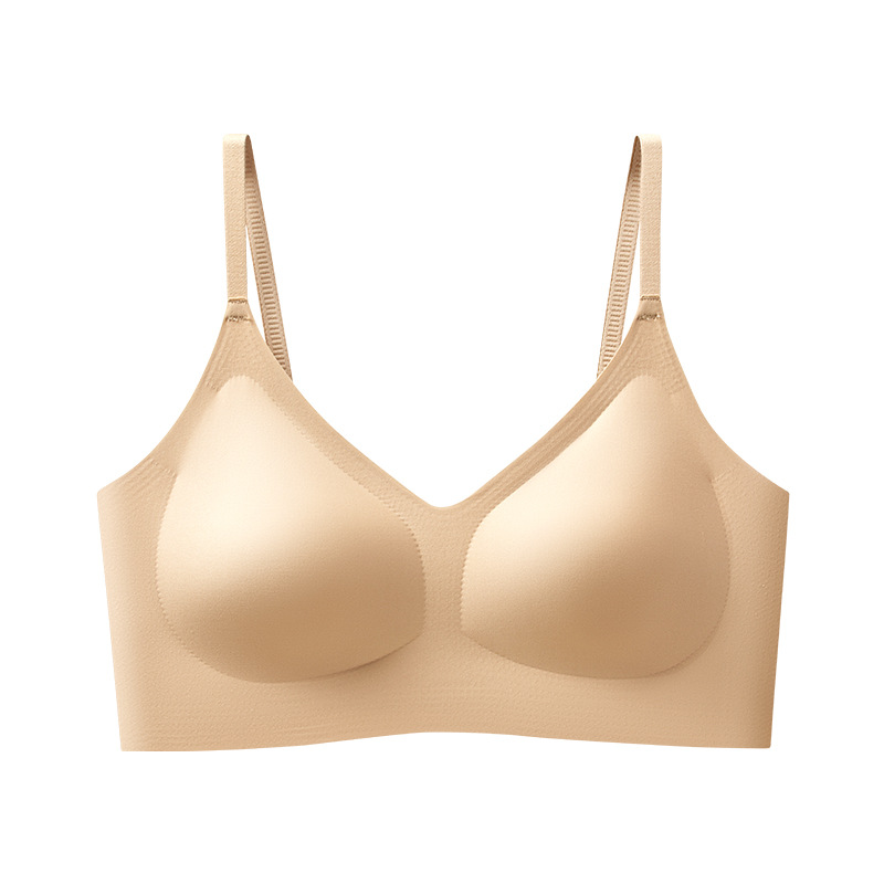 固定杯无痕美背内衣小胸聚拢收副乳背心式无钢圈防下垂运动文胸女白底实物图