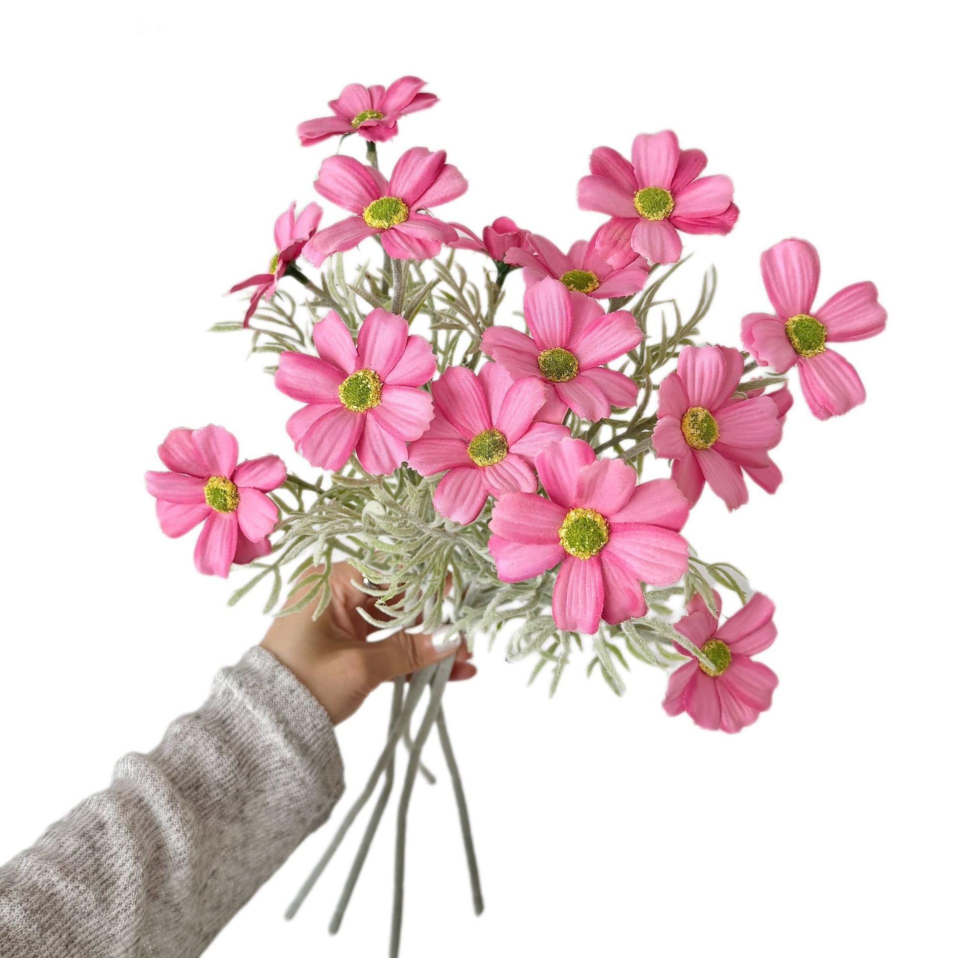 仿真花/春天花园/要掃墓用的塑膠花/压纹玫瑰/仿真花女2022森系白底实物图