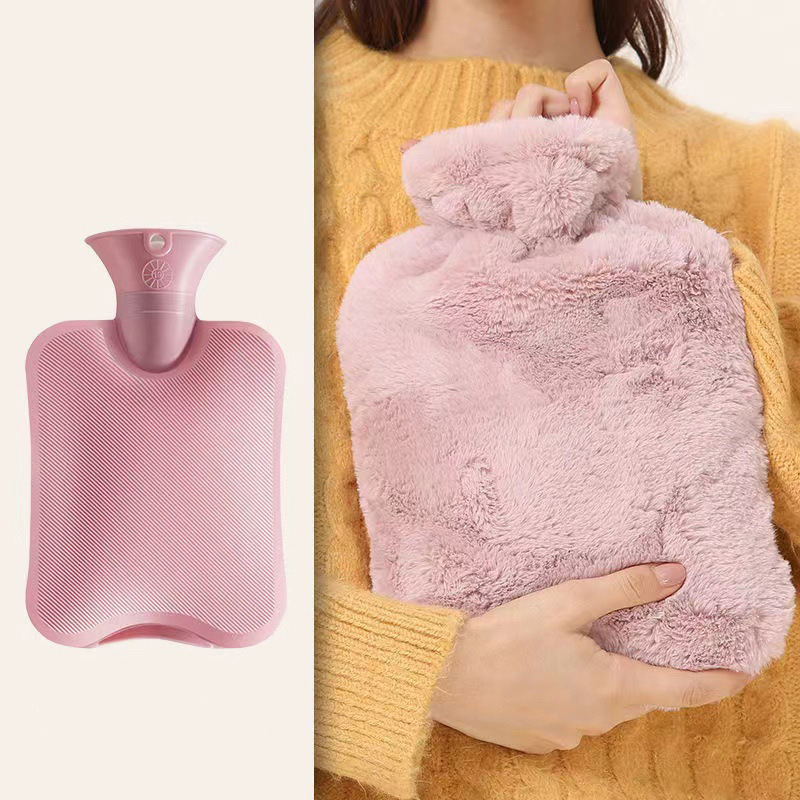 Botella de agua caliente con tapa bolsa de agua caliente de punto paquete de compresas calientes alrededor de la tapa bolsa de agua caliente 2L calentador de manos lindo calentador de manos