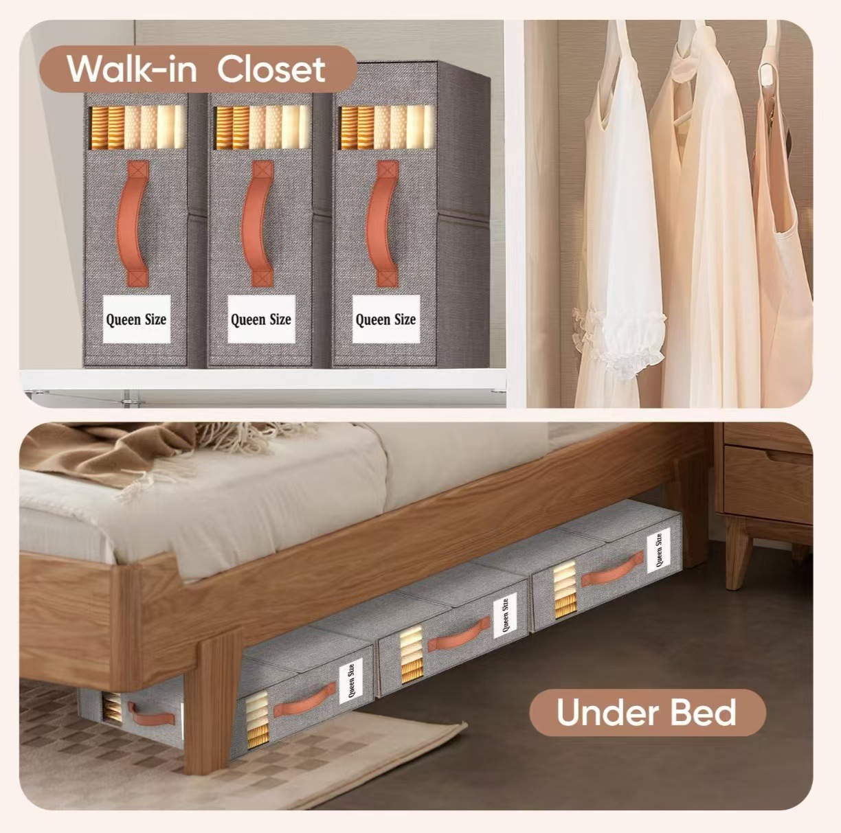 Cross-border four-piece set storage box, bedroom multi-functional foldable organizing box, clothes and pants storage box, bed sheet storage box Specification drawing