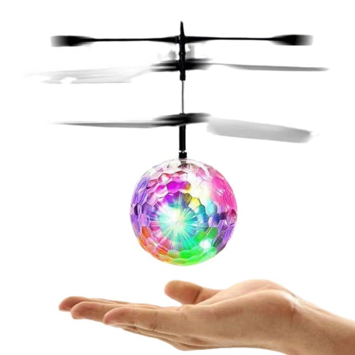 包邮小孩飞天娃娃发光七彩感应水晶球悬浮球夜市摆摊地摊货源玩具白底实物图