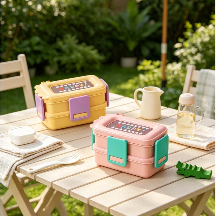 baby lunch box: Light Luxury crocodile cartoon insulated lunch box, double-sealed lunch box, student, office worker, picnic Application Scenario