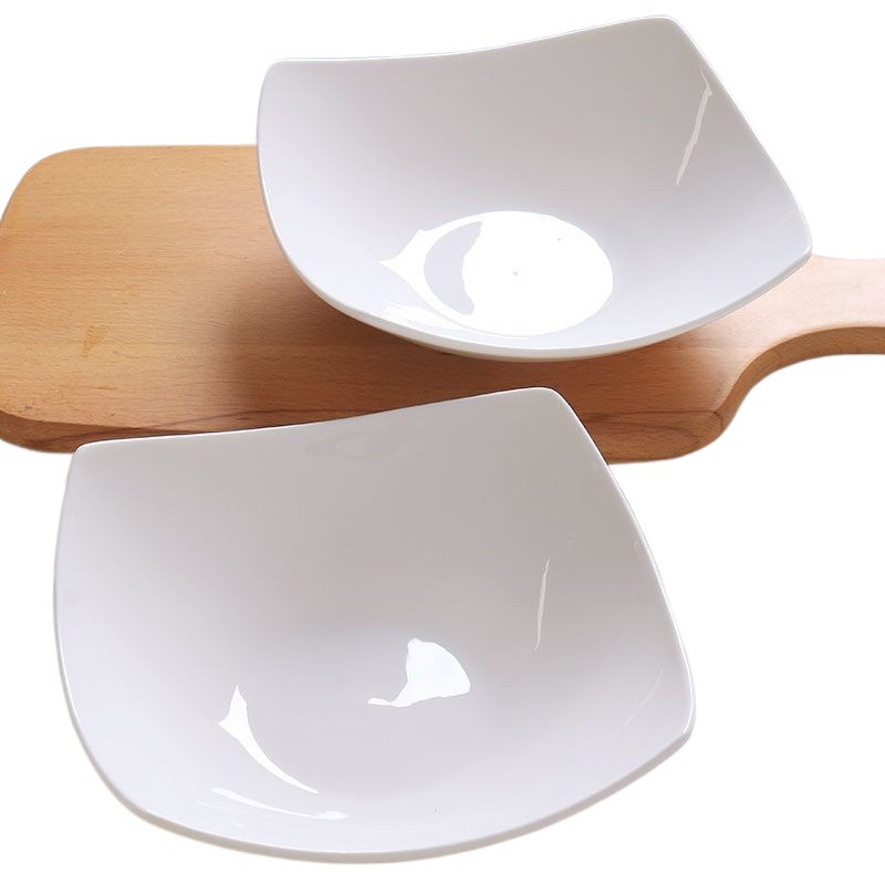 High-quality ceramic plates in ins, home-use square upturned plates, soup plates, salad bowls, light luxury Nordic-style deep plates Item Picture