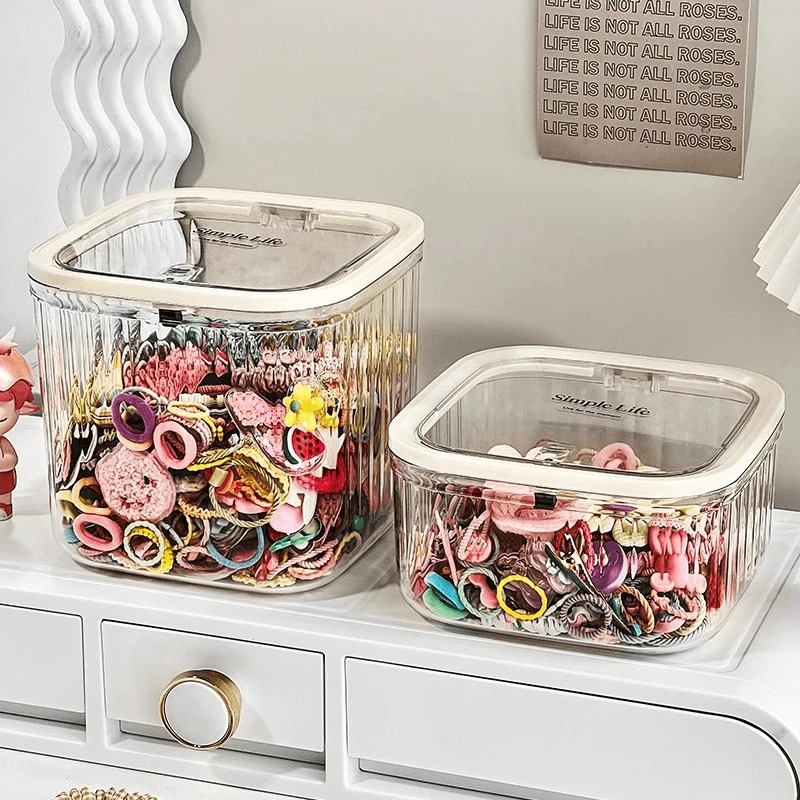 儿童发饰收纳盒桌面女孩皮筋头绳发卡发夹整理发圈发箍透明首饰盒