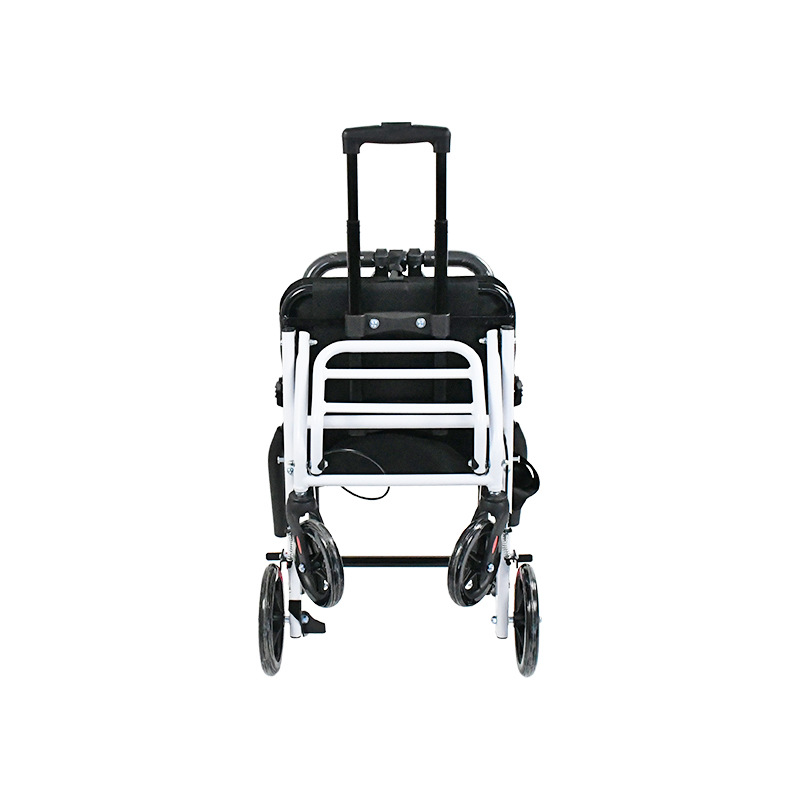 老年人坐便轮椅折叠轻便 车载便捷手推座椅 12寸飞机轮椅虾皮跨境白底实物图