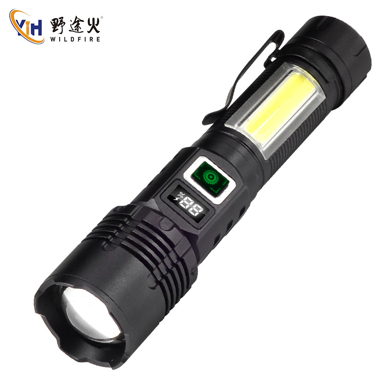 Strong Magnetic Cob High-Brightness Pen Clip, Powerful Flashlight, Ultra-Bright Type-C Charging Digital Display Aluminum Alloy Flashlight Item Picture