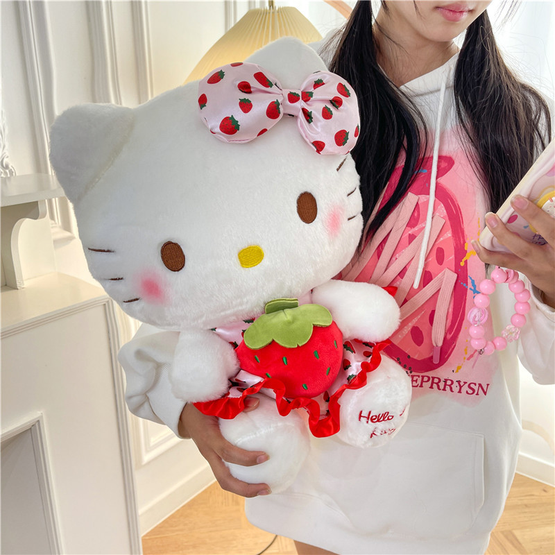 Wholesale of cute strawberry Hello Kitty dolls, plush toys, KT dolls, claw machine dolls, birthday gifts for girls Application Scenario