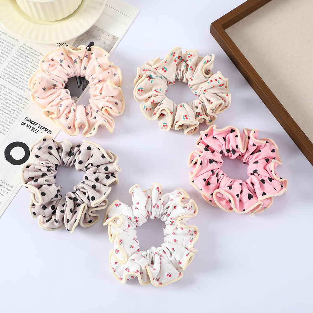 秋冬款小碎花发圈韩版针织大肠圈高弹耐用学院风甜美马尾头绳批发