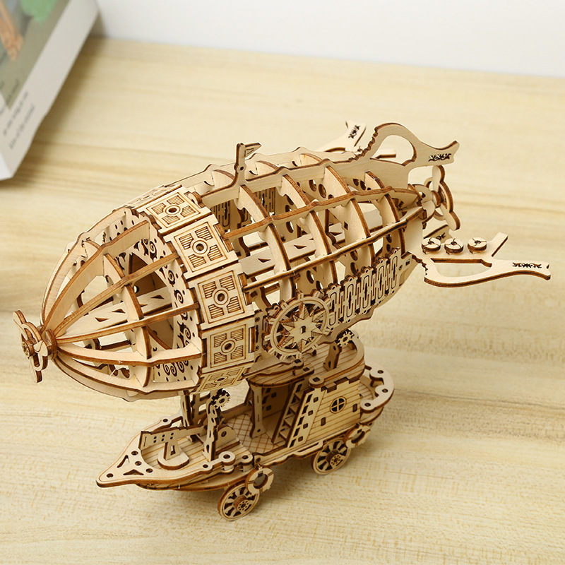 3D creative stereoscopic jigsaw puzzles, diy wooden airship assembly, desktop ornaments, models, children's small toys and gifts Specification image