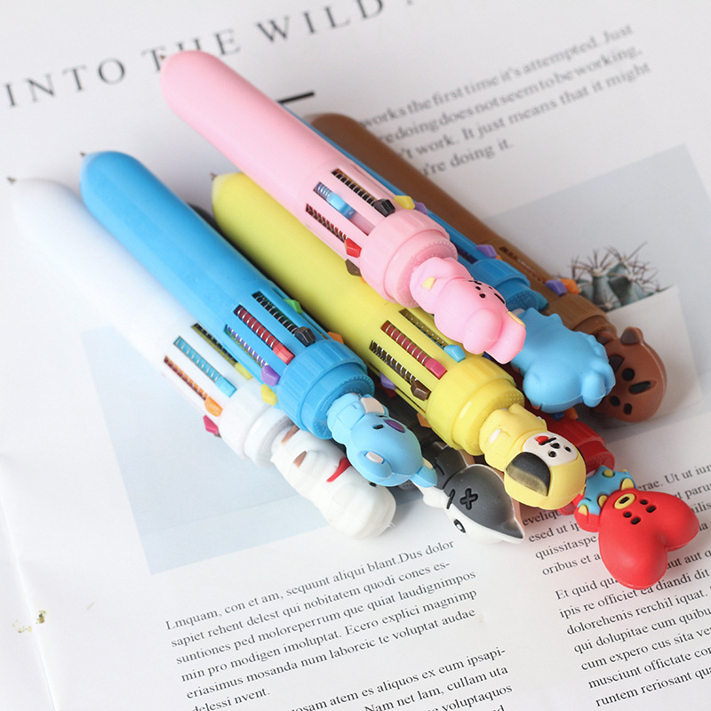 Multi-color cartoon-shaped pens, children's colored drawing pens, learning and writing pens, creative stationery gift box set Application Scenario