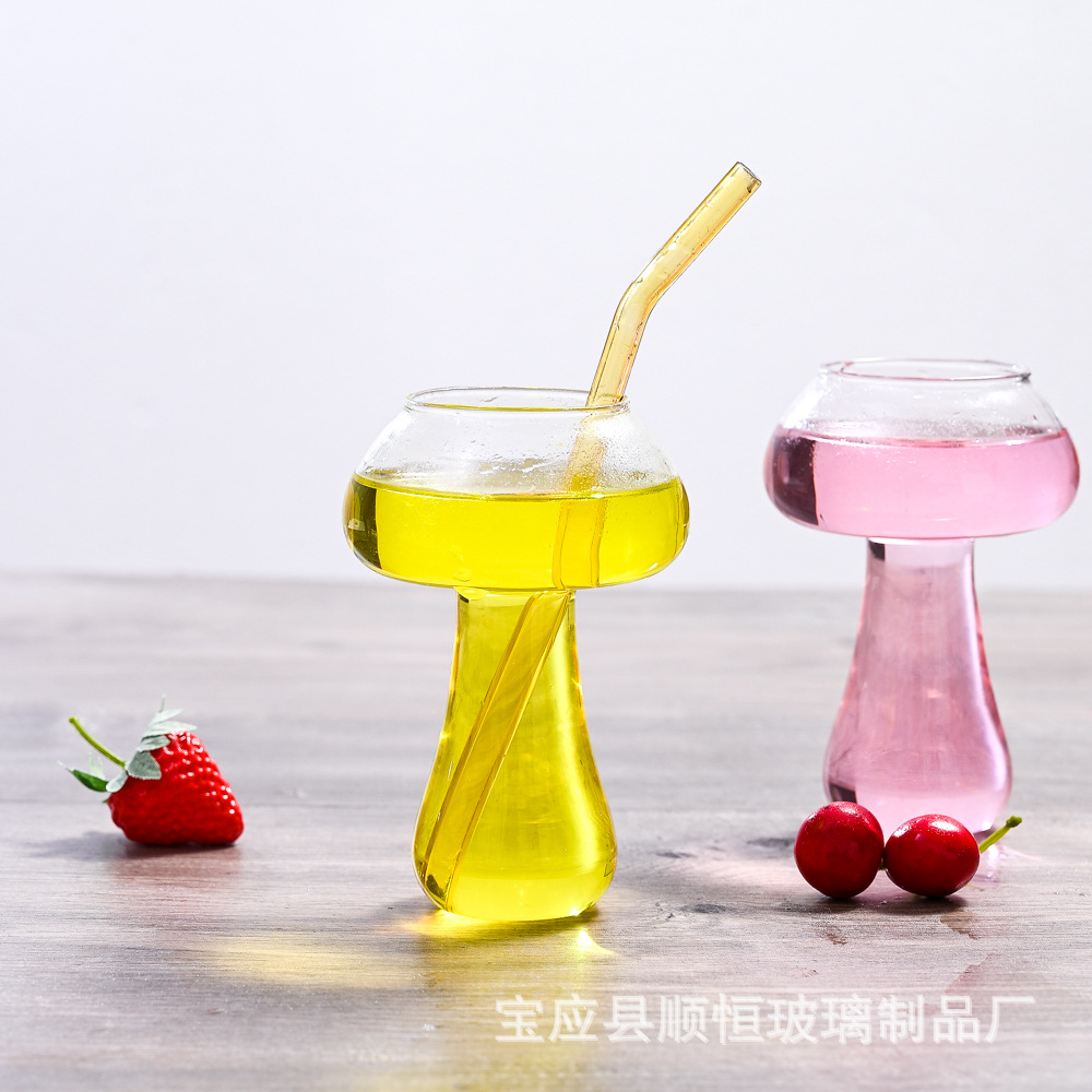 酒吧透明玻璃鸡尾酒杯子创意蘑菇杯香槟杯玻璃红酒杯个性玻璃杯