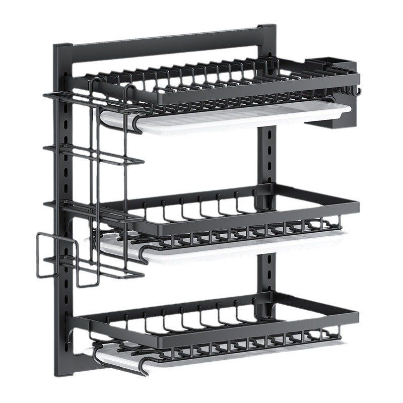 Carefully selected wall-mounted dish and bowl storage racks, kitchen storage racks, household chopsticks and bowl storage boxes, multi-layer dish and bowl draining racks Item Picture