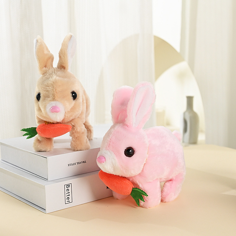 Peluche eléctrica conejo blanco simulación mascota rábano conejo correrá y llamará a los niños pasar el juguete de la niña de la casa para mascotas Application Scenario